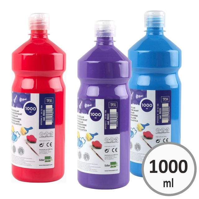 Comprar Témpera escolar preparada Liderpapel 1 litro, color rojo