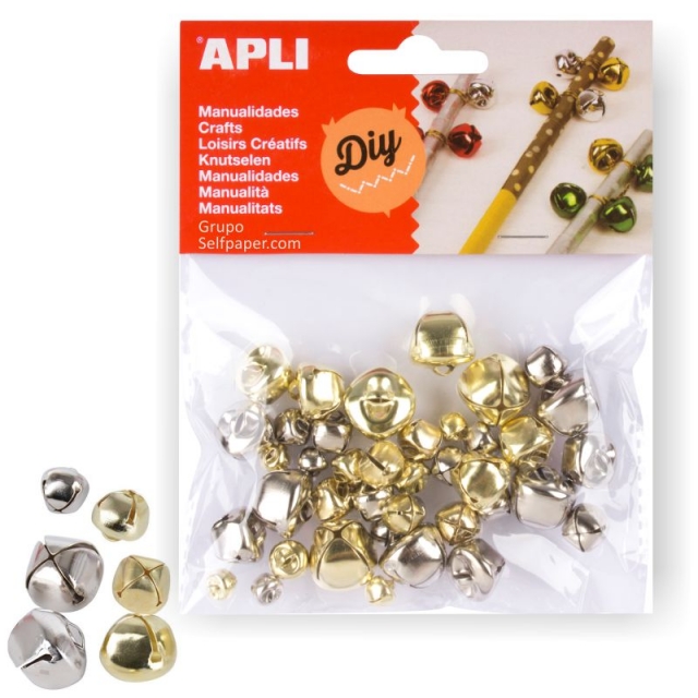 Comprar Cascabeles dorados plateados manualidades Apli 40 uds