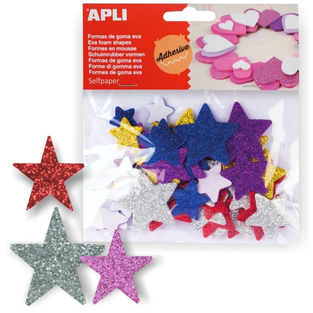 Comprar Formas de estrella con purpurina, de goma eva Apli