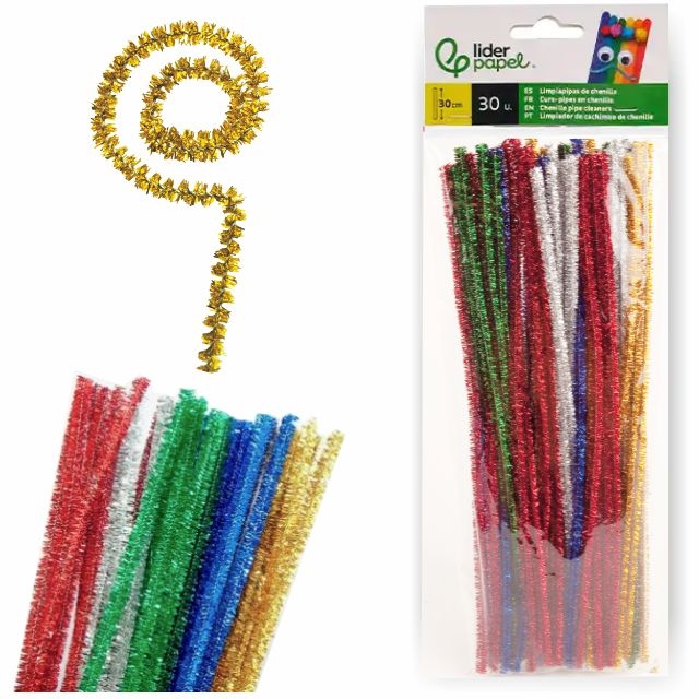 Comprar Limpiapipas Colores brillantes, purpurina, navidad, Pack 30