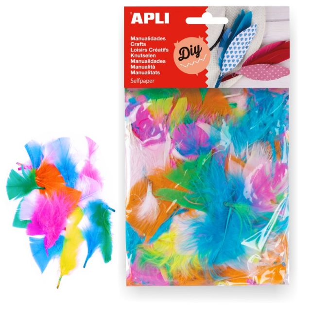 Comprar Plumas de colores mini, Apli, para collage, 24 uds