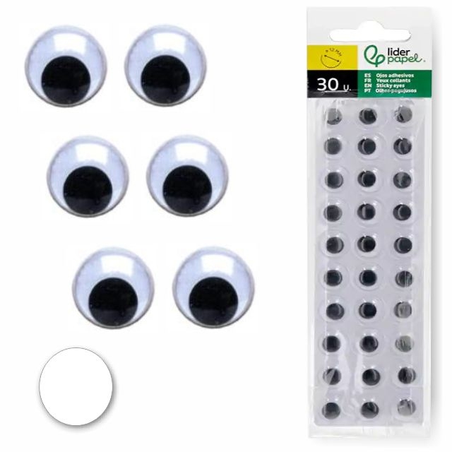 Comprar Ojitos móviles adhesivos negros para manualidades, Pack 30
