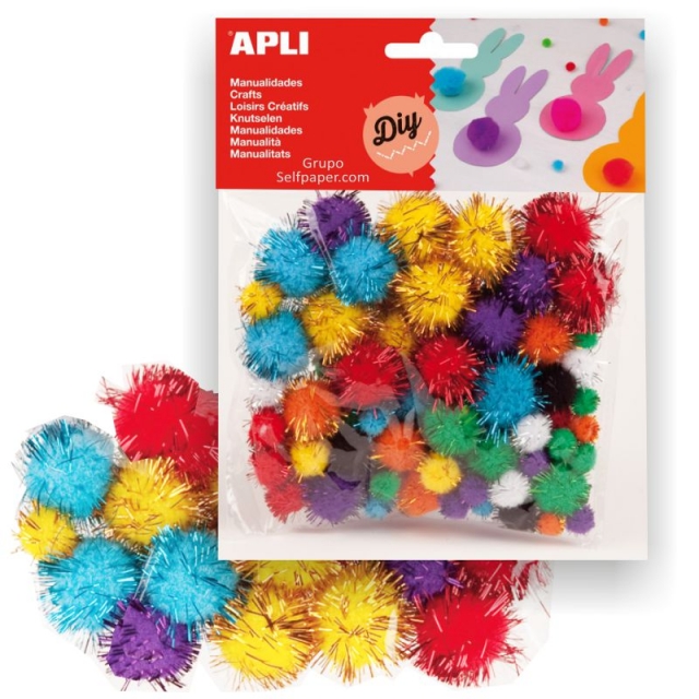 Comprar Pompones Brillantes Apli Surtidos para manualidades 78 uds
