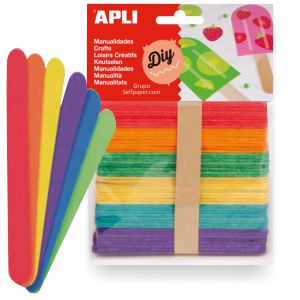 Palitos de polo de colores para manualidades, Pack 50 palos