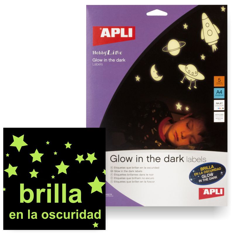 Papel adhesivo que brilla en la oscuridad para impresora, Mercamaterial.