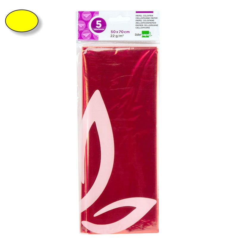 Papel Celofan Pte. 5 hojas 50x70 cms 30grs