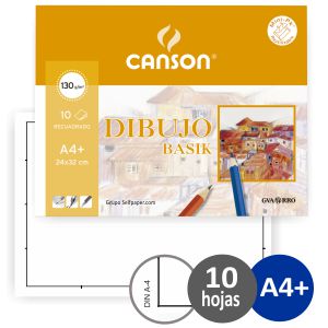 Hojas de papel de dibujo Canson Basik A4+ con recuadro 10 hj