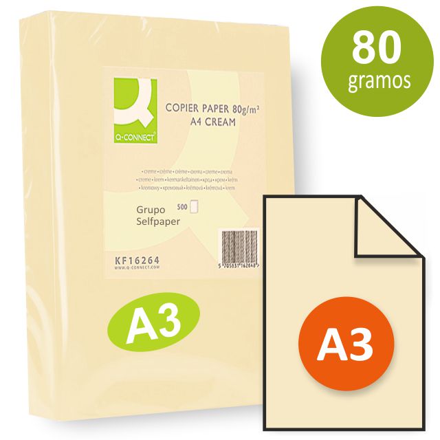 Papel Din A3 Doble Folio Color Crema Marfil Beige 80 Gr