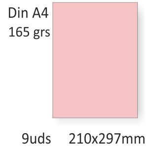 Papel Din A4 color Rosa Claro, 165 grs, para sobres, Pte.9u
