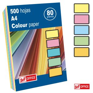 Papel de colores claritos pastel surtidos, Din A4, 500 hojas