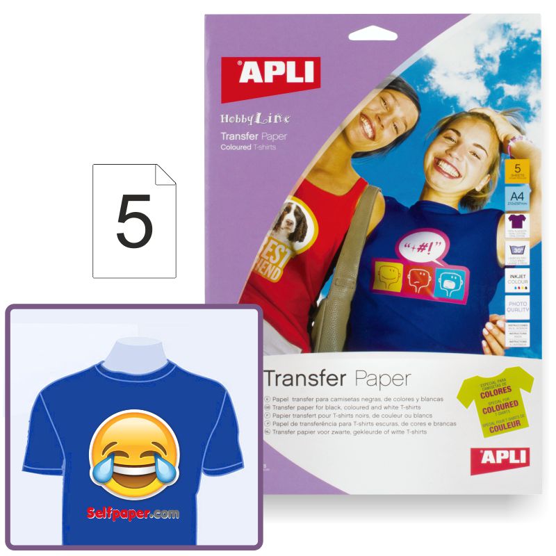 Comprar Apli 10247, papel transfer prendas y camisetas de color 5 hs