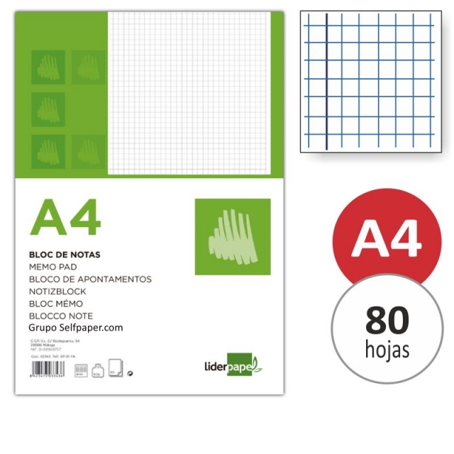 Comprar Block notas cuadros tamaño folio Din A4 210x297 mm