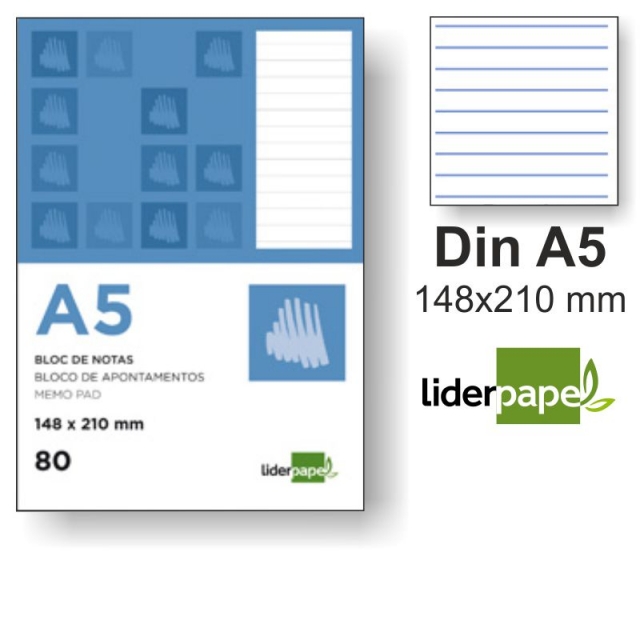 block notas liderpapel din a5 rayado horizontal