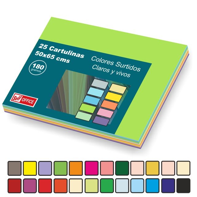 cartulinas 50x65 cm grandes pack 50 colores claros