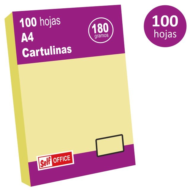 Comprar Pack 100 cartulinas Din A4 180g Amarillo claro Liderpapel