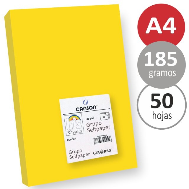 Comprar Cartulinas Din A4, folio amarillo vivo Canario Pte. 50 hojas
