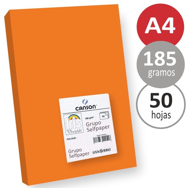 Comprar Cartulinas tamaño folio Din A4 naranja 50 uds unicolor