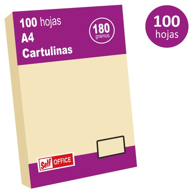 Comprar Pack 100 cartulinas Din A4 180g crema, beige Liderpapel CT02