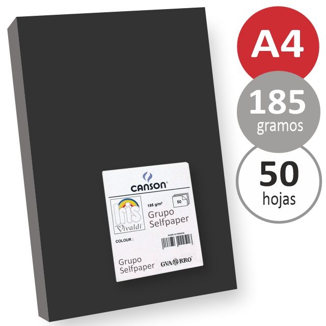 Comprar Pack 50 cartulinas Din A4 Canson Iris negro