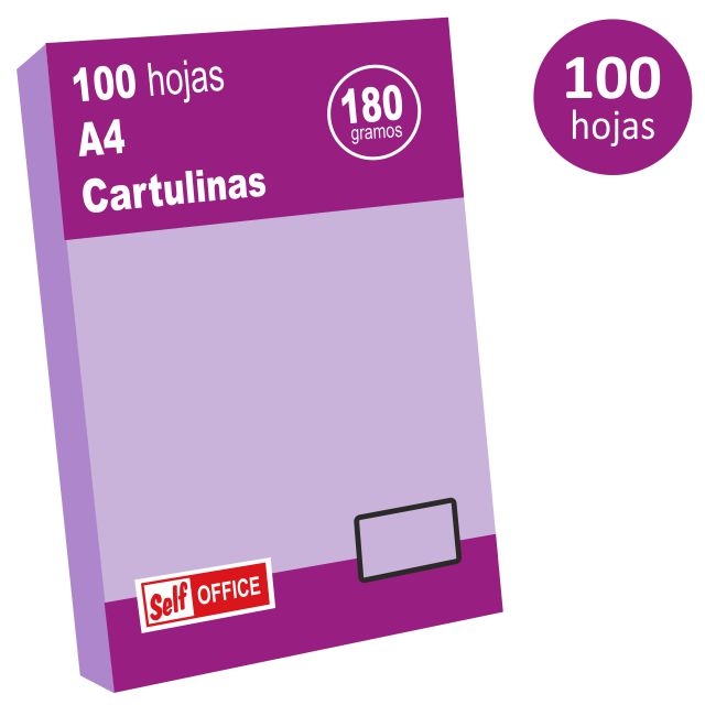 Comprar Pack 100 cartulinas Liderpapel A4, folio, 180 gr. color lila