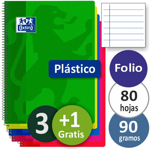 Comprar Cuaderno Oxford, libreta 1 raya horizontal tapas plástico