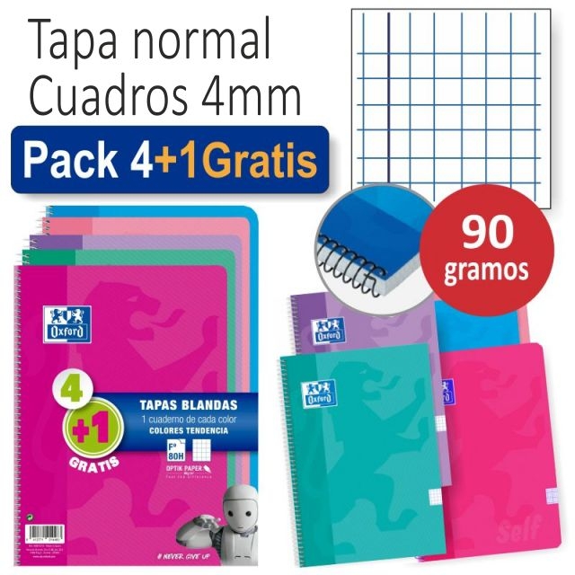 Comprar Libretas Oxford tapa cartoncillo Pack 4+1 Gratis, Tendencias