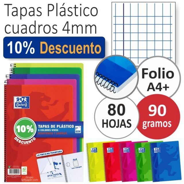 cuadernos oxford tapas plastico colores pack