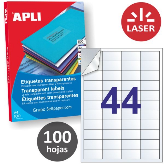 Comprar Apli 12962, Etiquetas transparentes láser 44x poliéster