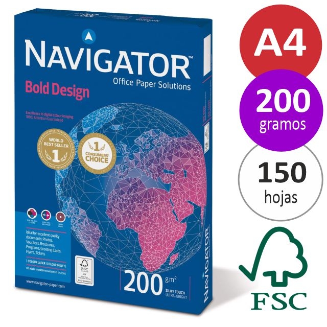 folios papel a4 navigator bold 200 gramos 150