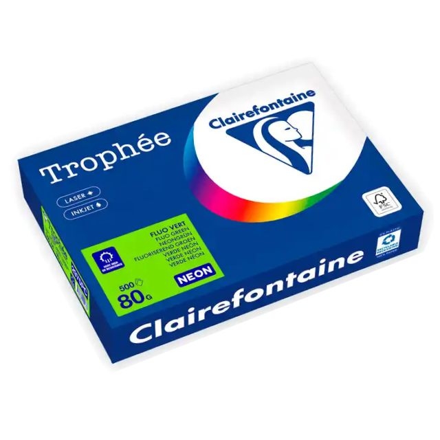 folios papel verde fluor neon trophee kf16267