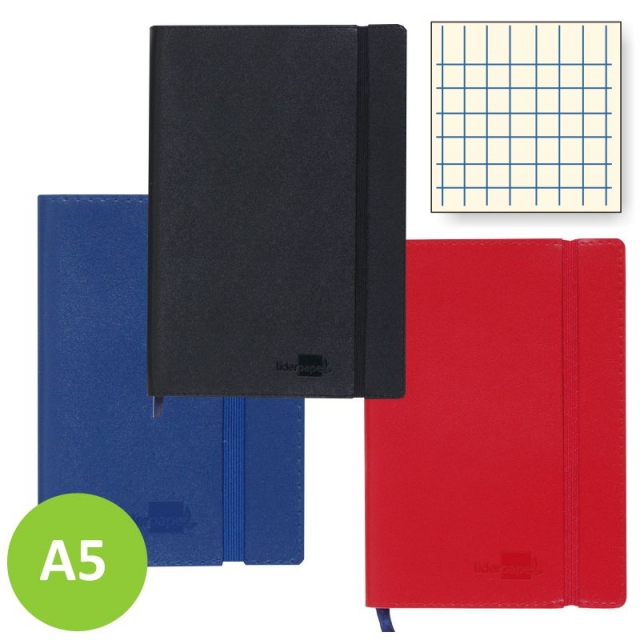 Comprar Cuaderno libreta diario con goma Din A5 cuadros azul