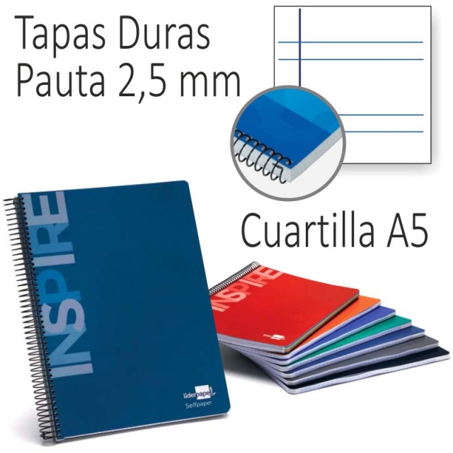 Comprar Cuaderno espiral tapas duras pauta estrecha, 2 rayas 2,5 mm