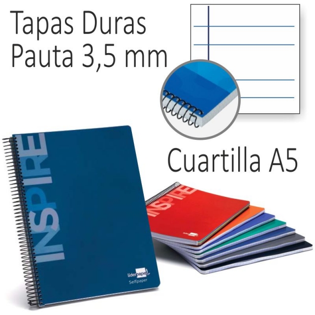 Comprar Cuaderno tapas duras cuartilla pauta ancha 2 rayas 3,5 mm