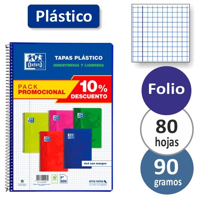 Comprar Cuadernos Oxford tapas plstico colores, pack ahorro 5 uds