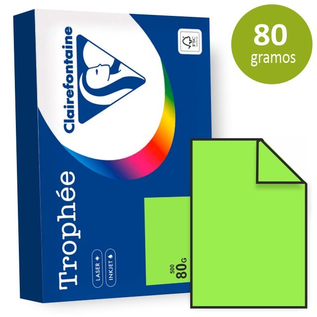 Comprar Folios de papel verde fluorescente Din A4, 500 hojas Trophee