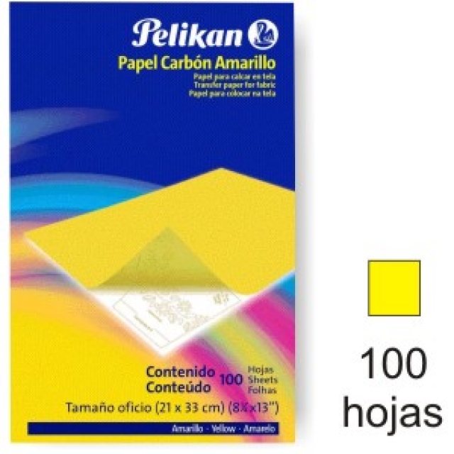 Papel Carbon calco Pelikan C/100 Amarillo Manual, Mercamaterial.