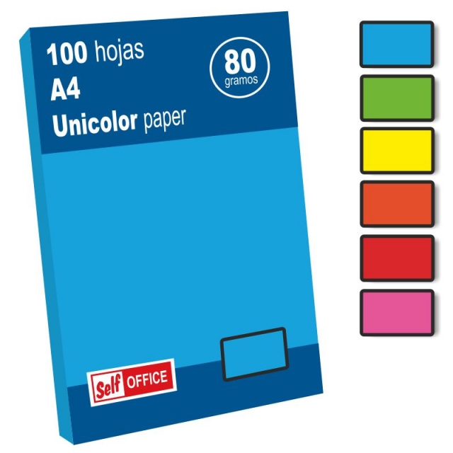 Comprar Papel Din A4 colores vivos fuertes Unicolor Pte. 100 hojas