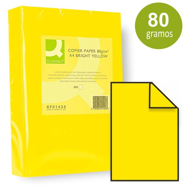 Comprar Papel Din A4 color amarillo intenso vivo 80 gramos 500 hojas