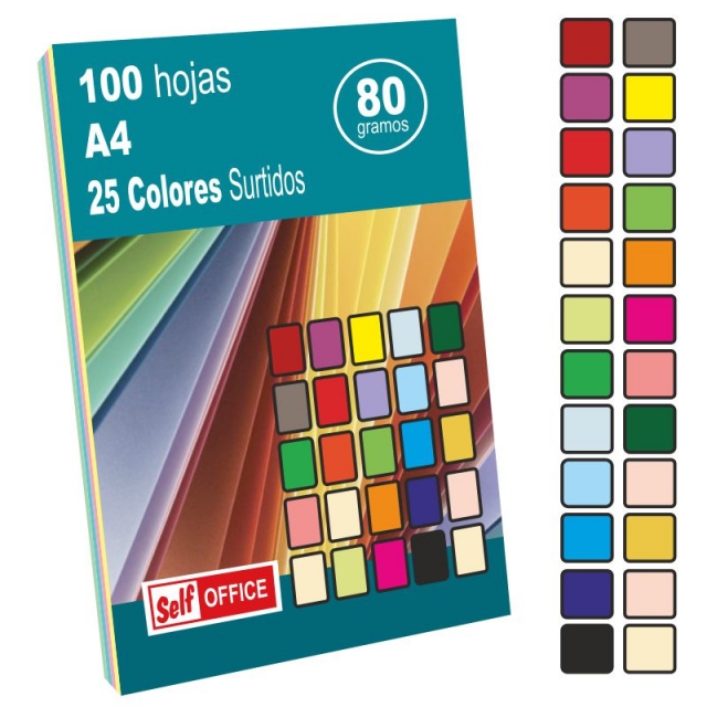 Comprar Papel Din A4 de 25 colores surtidos - 100 hojas