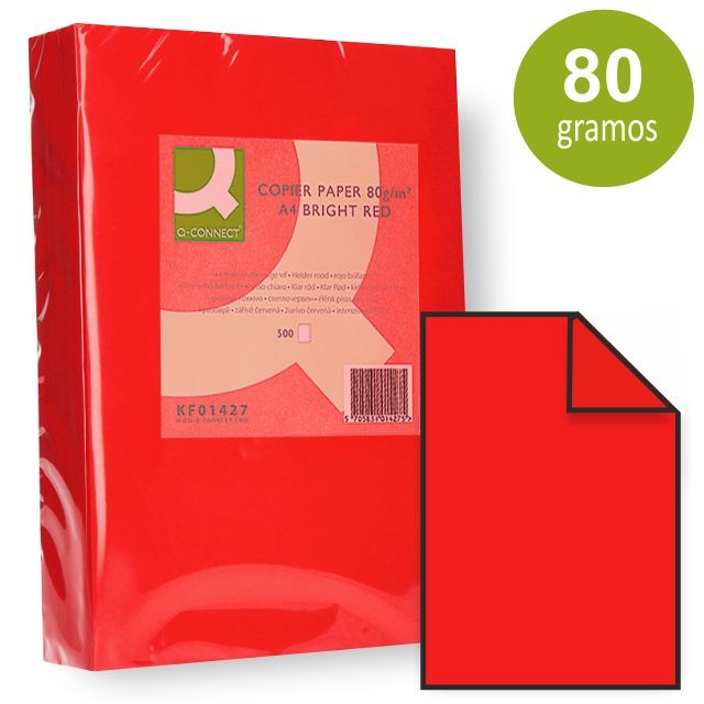 Comprar Papel Din A4, folios, 500 hojas color rojo intenso Q-Connect