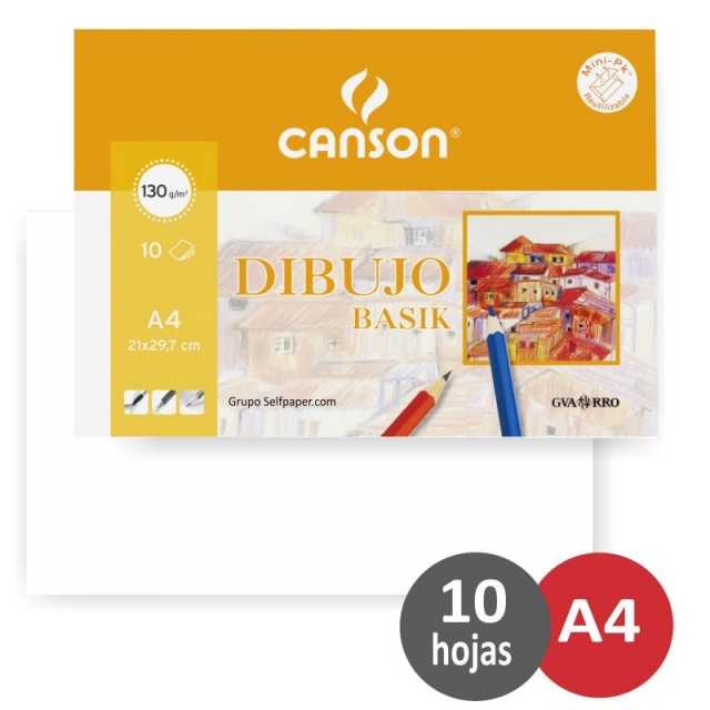 Comprar Papel de dibujo A4 Canson Basik 130 grs Minipack 10 hojas