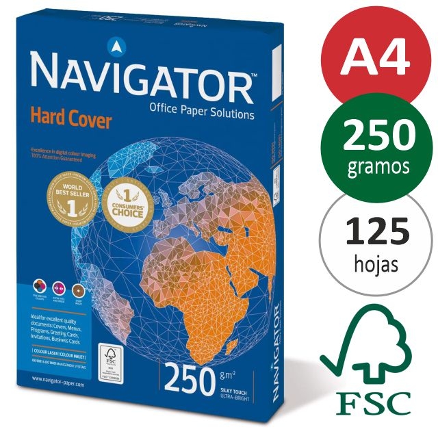 papel din a4 250 gramos navigator hard cover