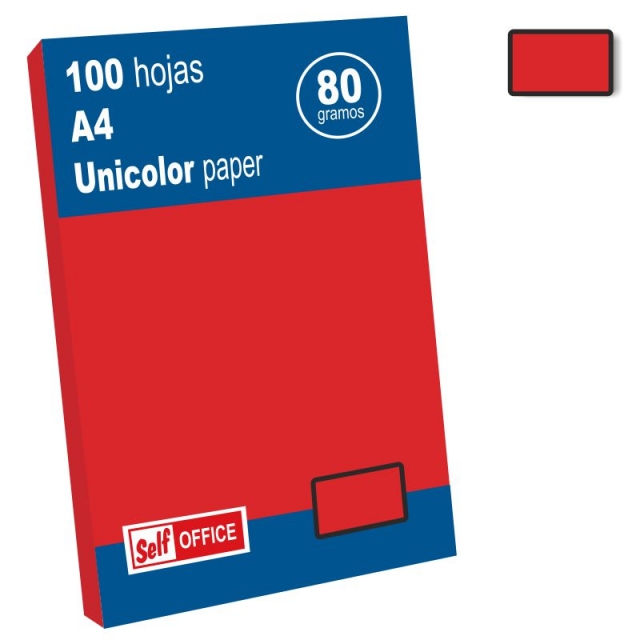 Comprar Papel Din A4 color rojo 100 hojas 80 gramos
