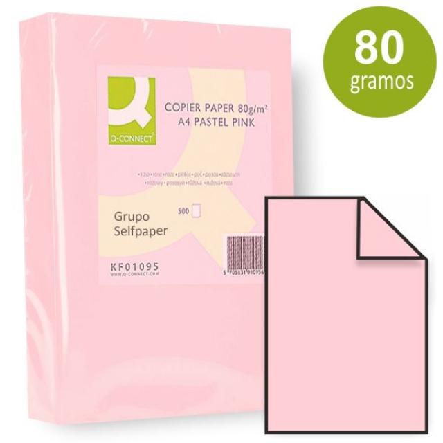 Folios, papel Din rosa clarito, 500 hojas, 80 gramos., Mercamaterial.