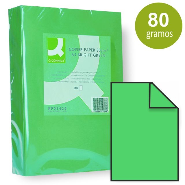 Comprar Q-Connect KF01429, Papel color verde intenso vivo A4