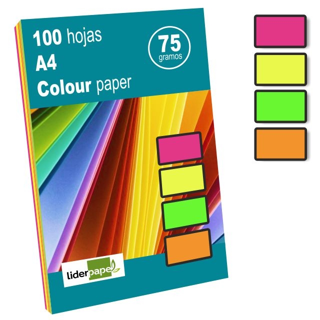 Comprar Papel fluorescente neon Din A4 100 hojas colores surtidos
