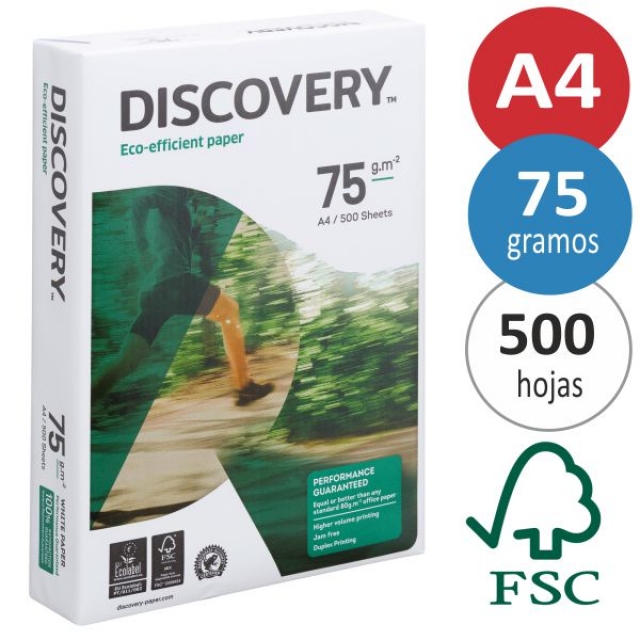 Comprar Folios Discovery 75 grs, Papel A4, 75 gramos 500 hjs baratos