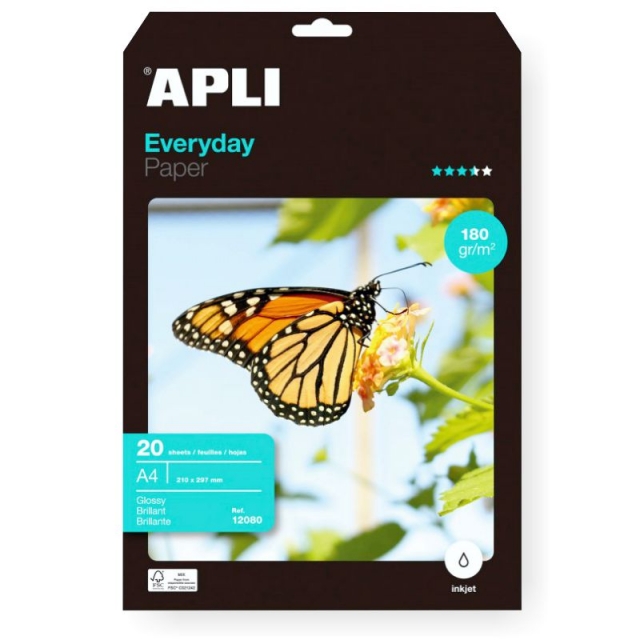 Comprar Papel fotográfico Din A4 Apli Pack 20 hojas brillo glossy