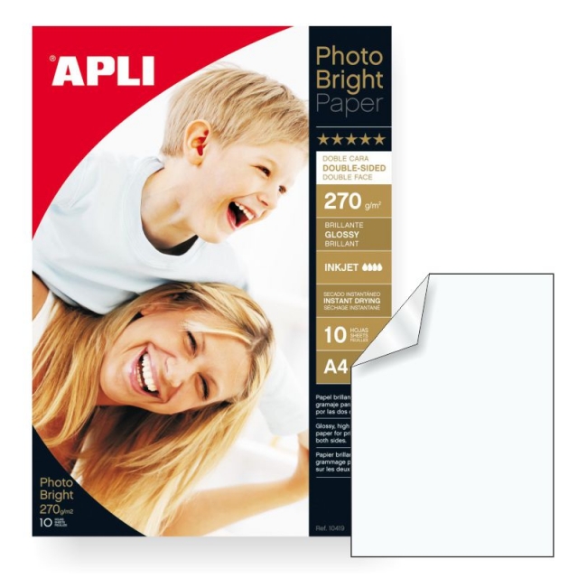 Comprar Papel foto doble cara Apli 10419 brillo, glossy 270 grs 10 h