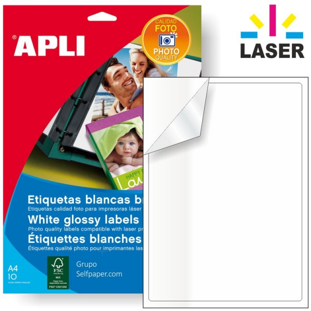 Comprar Apli 10065, Papel fotogéfico para láser color, brillo glossy